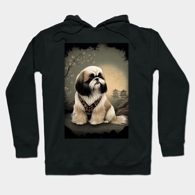 Super Cute Shih Tzu Portrait - Japanese style Hoodie by KoolArtDistrict